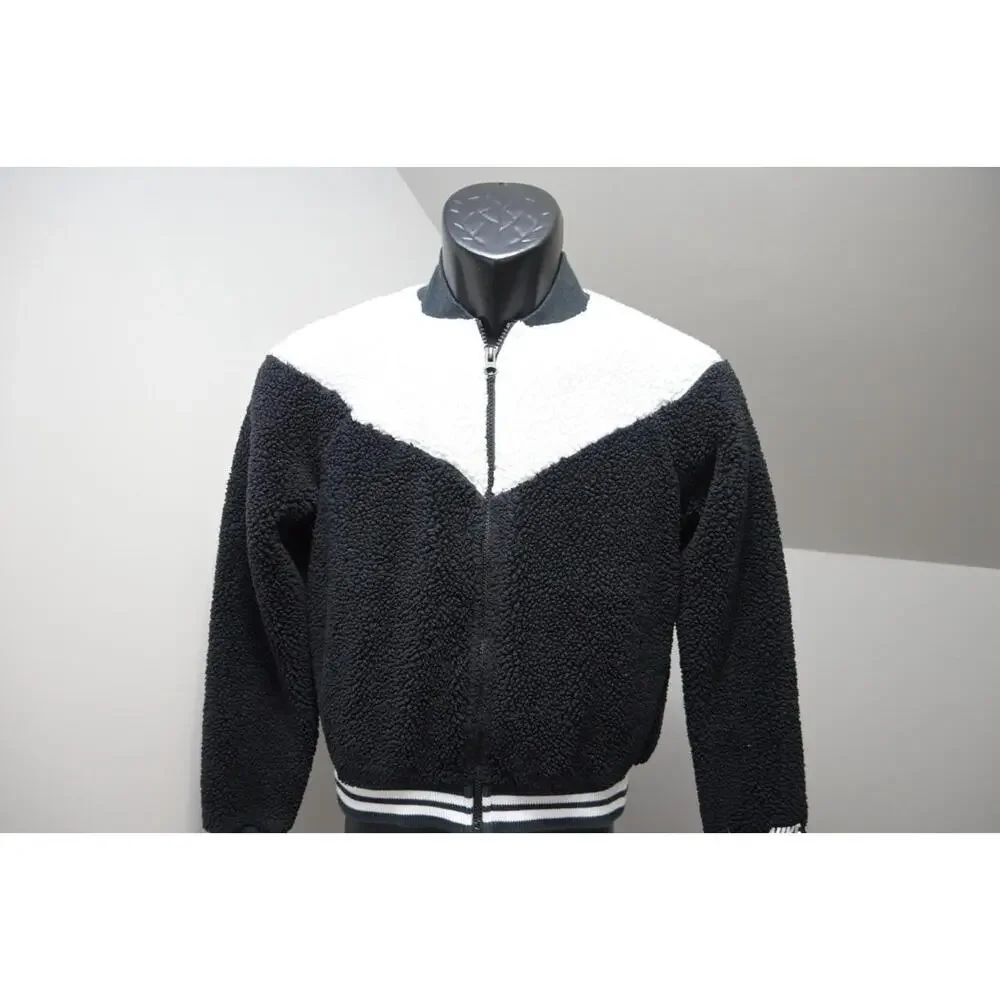 Nike Sherpa Jacket Performance Full Zip Black and White‎ Womens Sz XS XSMALL